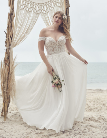 It's all about the bodice in this whimsical chiffon A-line wedding dress. A flattering and versatile choice for romantic venues and moonlight dancing. Ivory with Natural Illusion and sizes UK2-UK30